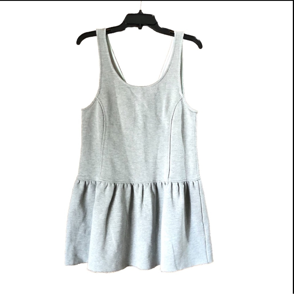 ADDISON Jersey Sleeveless Deep V Back Mini Dress Raw Hem - M